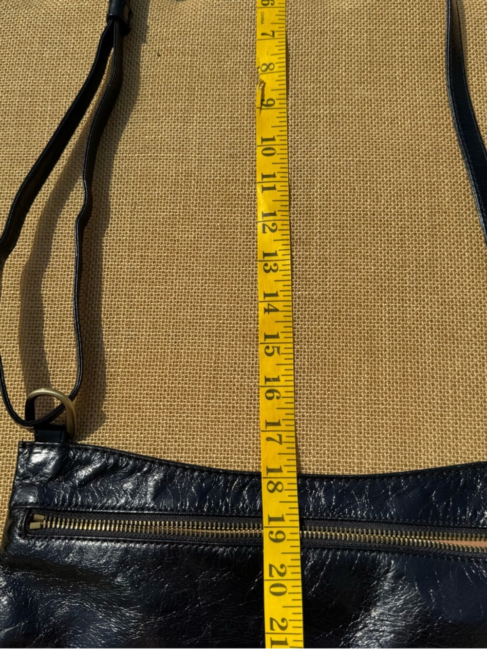 HOBO Cambel Black Leather Crossbody Bag Zip Top Slouchy Shoulder Purse - Picture 10 of 14